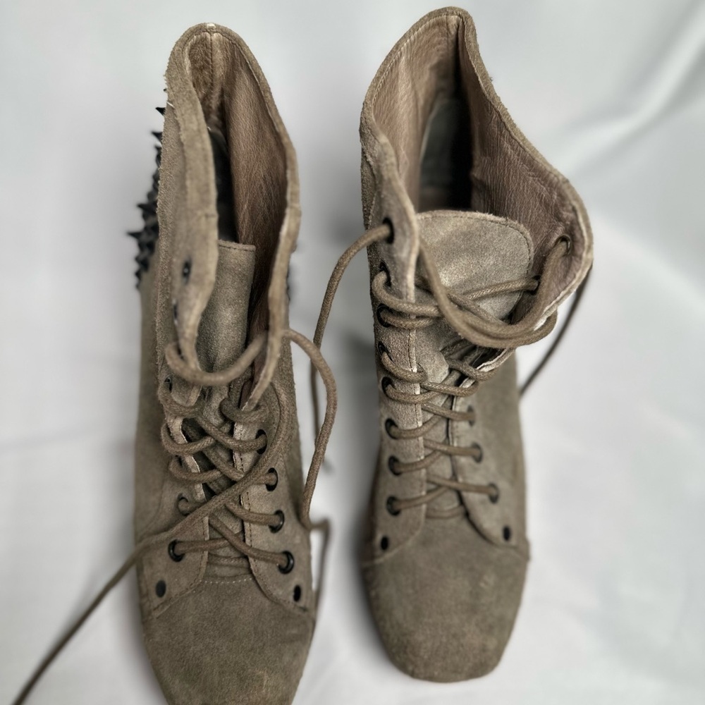 Jeffrey Campbell Taupe Suede Platform Spike Heel Booties - Picture 8 of 16